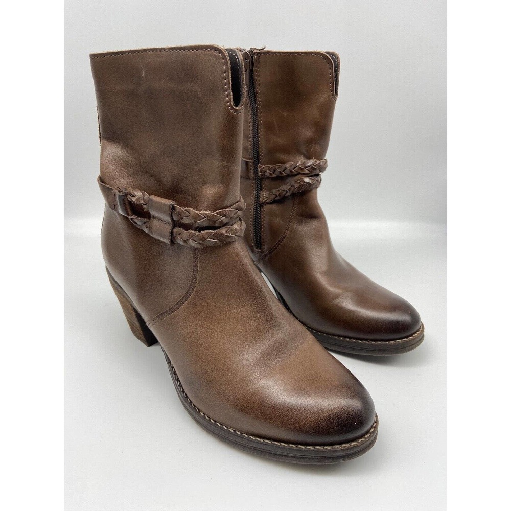Uraffini Boots Women's Sz 6.5 EU 37 Verona Leather Ankle Side Zip 2' Block‎ Heel